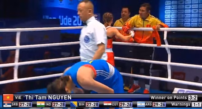 Kết quả trận đấu được thể hiện rõ chiến thắng thuộc về Nguyễn Thị Tâm