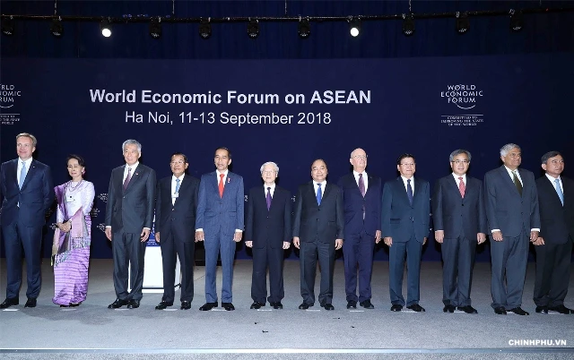 Tổng Bí thư Nguyễn Phú Trọng cùng các đại biểu dự Hội nghị WEF ASEAN 2018