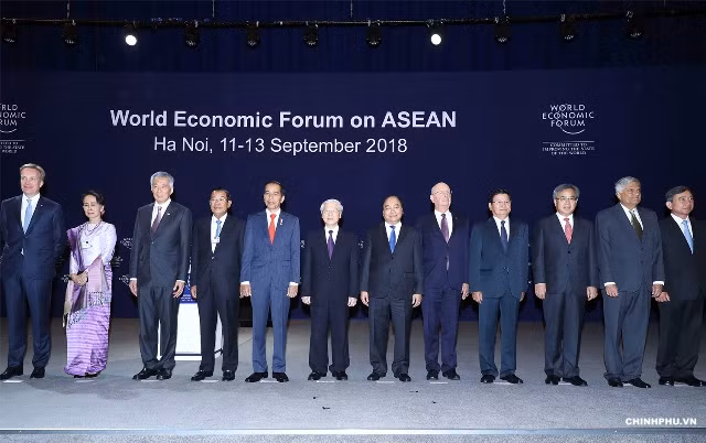 Tổng Bí thư Nguyễn Phú Trọng cùng các đại biểu dự Hội nghị WEF ASEAN 2018