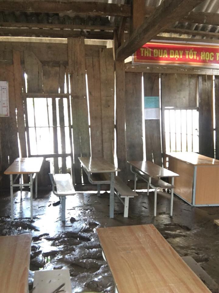 Cơ sở vật chất Trường PTDTBT Mường Lạn (xã Mường Lạn - huyện Sốp Cộp - Sơn La) chịu nhiều ảnh hưởng sau bão lũ. Ảnh: Thanh Long