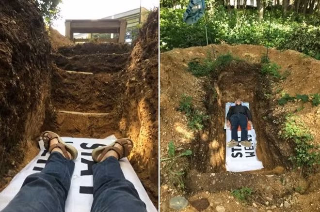 Có những người tuần nào cũng đăng ký nằm dưới huyệt mộ để tĩnh tâm.