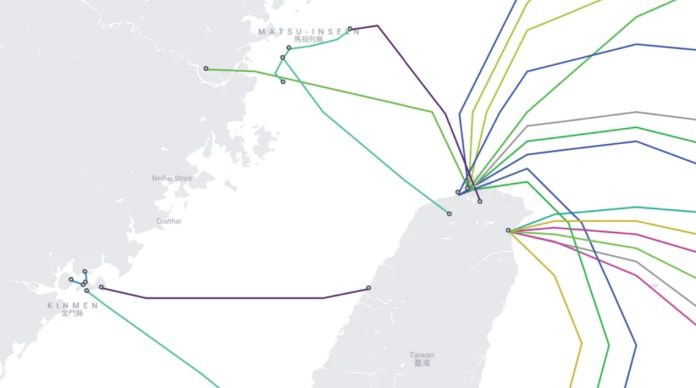 Sơ đồ các tuyến cáp internet của vùng lãnh thổ Đài Loan (Trung Quốc)