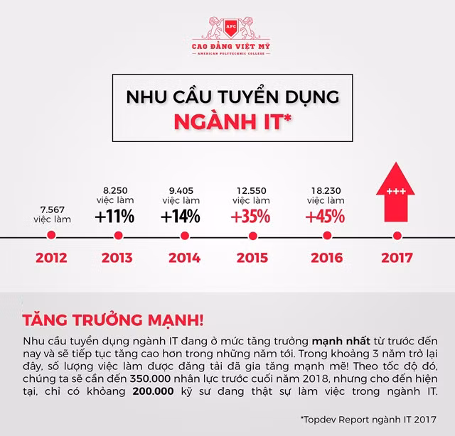 Nhu cầu tuyển dụng trong tương lai của ngành IT vẫn là rất lớn (Ảnh Trường Cao đẳng Việt Mỹ)