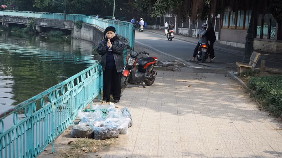 Nhiều người dân phóng sinh hàng chục kg ốc, trai…