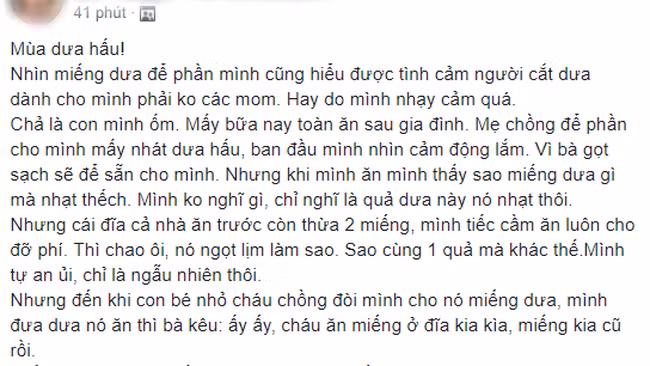 Đĩa dưa hấu đẹp mắt mẹ chồng để phần, chẳng ai ngờ lại ẩn chứa một bí mật khiến nàng dâu cay đắng - Ảnh 1.