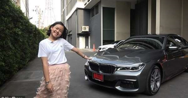 Chuyên gia trang điểm nhí bên chiếc BMW 7-Series trong sinh nhật tuổi 12.