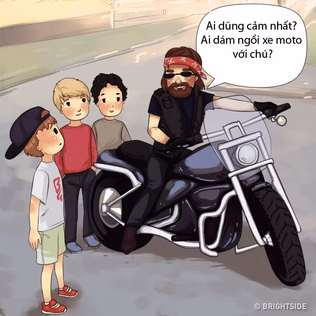 Đã có trường hợp trẻ em bị bắt cóc sau khi được đề nghị ngồi thử chiếc xe moto sành điệu. Hầu hết các cậu bé đều thích thú với trải nghiệm này.