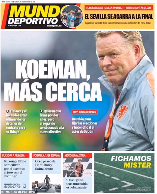 Truyền thông Tây Ban Nha khẳng định HLV Ronald Koeman được bổ nhiệm dẫn dắt Barca