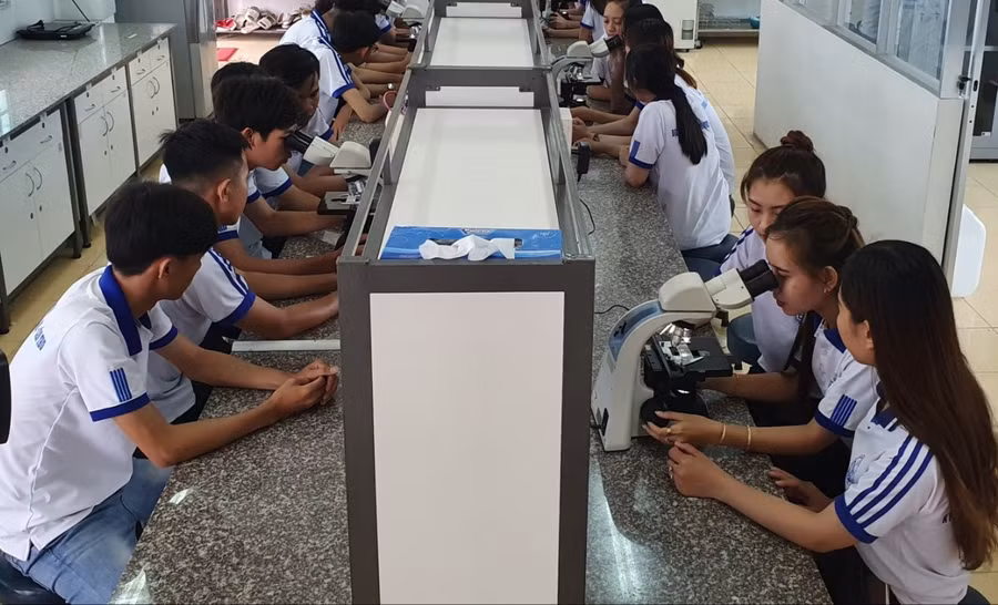 Sinh viên trường ĐH kỹ thuật - công nghệ cần thơ học thực hành.