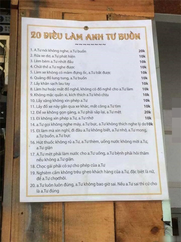 20 điều làm anh Tư buồn tại dịch vụ sửa xe