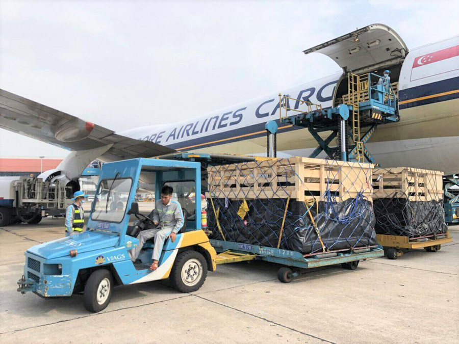 Các chuyên gia kiểm tra lại khoang chứa bò trong máy bay chuyên dụng trước khi chuyên chở các cô bò A2 về Việt Nam Các chuyên gia kiểm tra lại khoang chứa bò trong máy bay chuyên dụng trước khi chuyên chở các cô bò A2 về Việt Nam