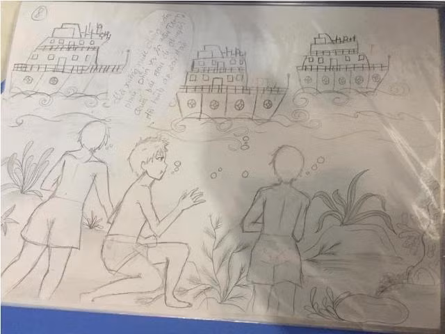 Các bạn vẽ phác họa bằng bút chì trước