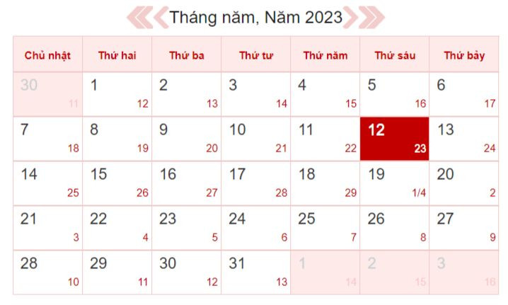 Xem lịch âm ngày 12/5/2023