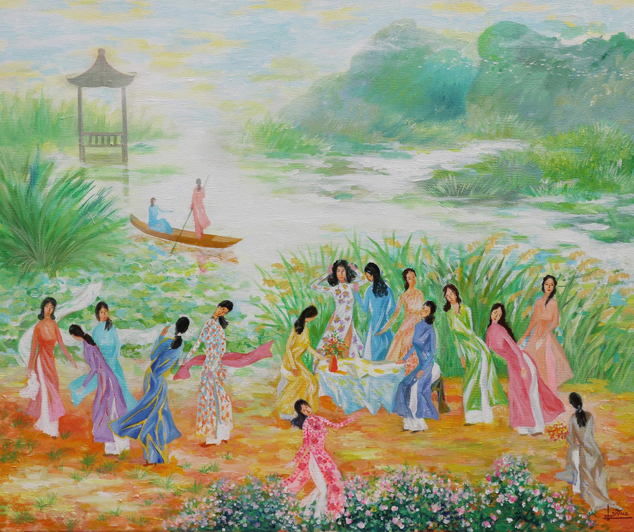 Triển lãm &apos;Vườn xuân rực rỡ&apos; tập hợp những sáng tác độc đáo của họa sĩ Trần Hữu Dũng.