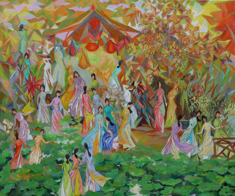 Theo một phong cách riêng, tranh của họa sĩ Trần Hữu Dũng có vẻ đẹp đặc biệt.