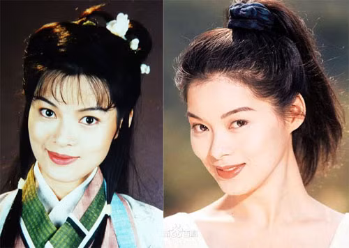 Lưu Cẩm Linh thời trẻ và tạo hình cô trong Thiên long bát bộ.