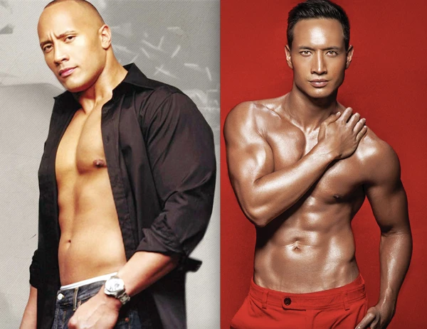 Kim Lý được so sánh với siêu sao Dwayne Johnson.