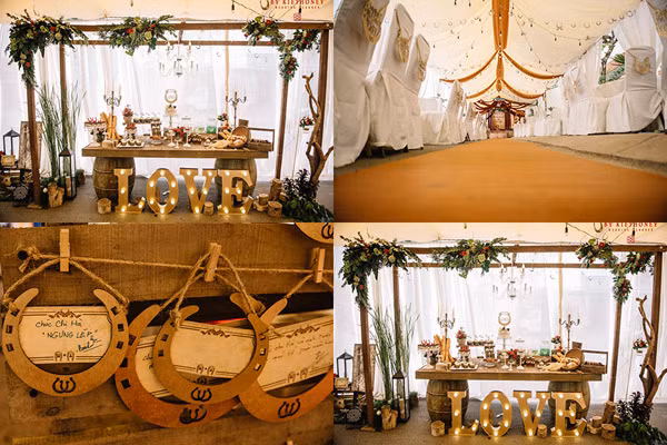 Chuyện tình cặp đôi yêu 1 thập kỉ đem gỗ, rơm, lá vào ảnh tiệc cưới ảnh 14