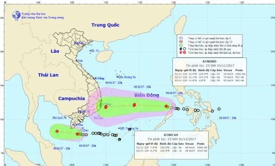 Dự báo thời tiết 2/11: Áp thấp tới Biển Đông khả năng mạnh thành bão, giật cấp 10