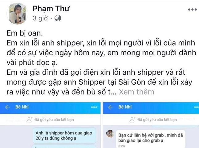 Shipper Grab bị "bùng" trà sữa tiền triệu: Cả nhà cô gái lên tiếng mong tha thứ