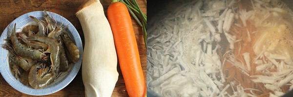 Nguyên liệu làm chả tôm.