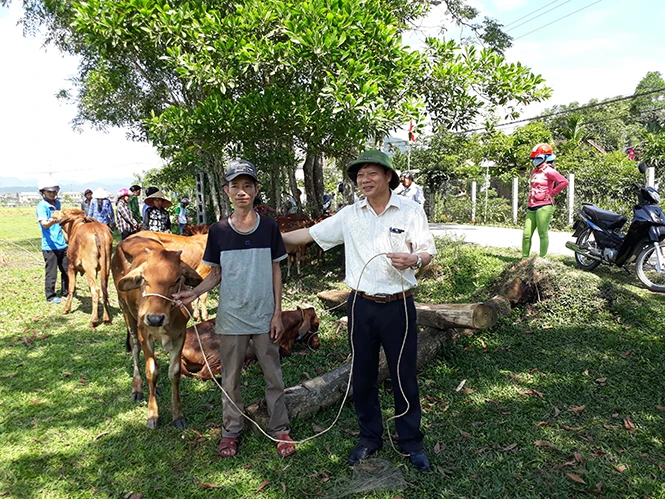 Hỗ trợ bò giống cho hộ nghèo.