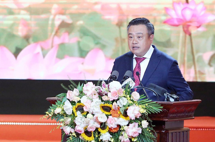 Chủ tịch UBND TP Hà Nội Trần Sỹ Thanh phát biểu khai mạc hội nghị Chủ tịch UBND TP Hà Nội Trần Sỹ Thanh phát biểu khai mạc hội nghị