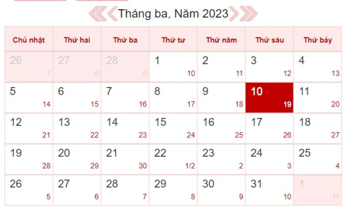 Xem lịch âm ngày 10/3: Ngày may mắn, có quý nhân phù trợ