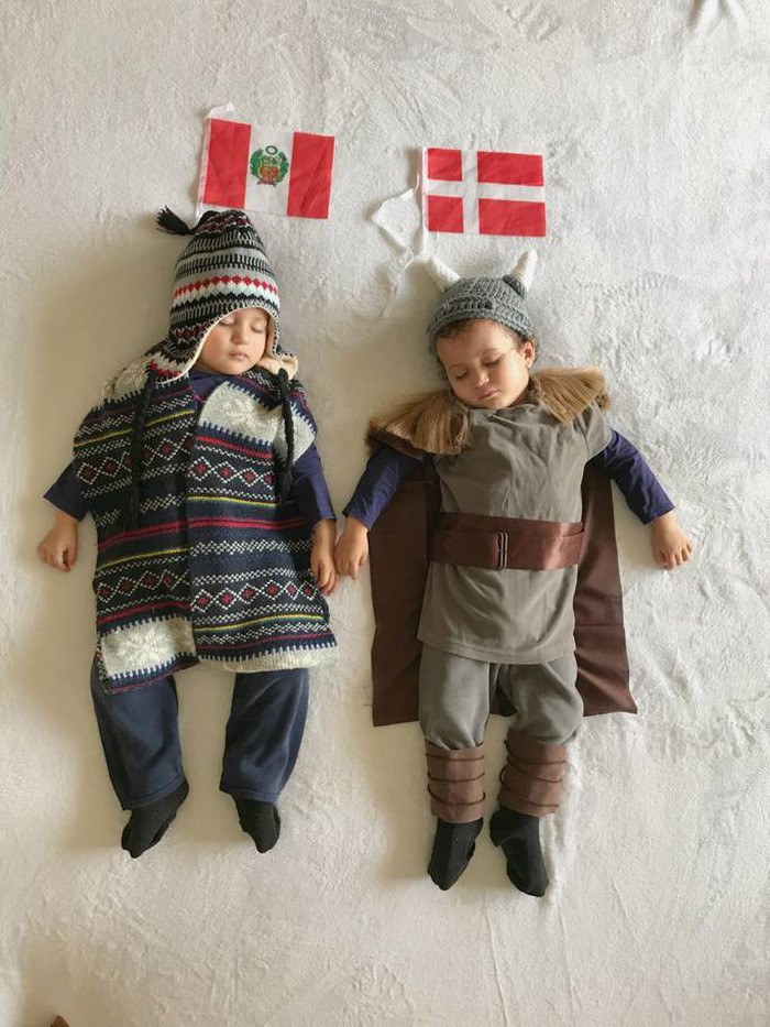 Peru - Đan Mạch: Theo bà mẹ, các bộ đồ được làm từ quần áo cũ của các con và dùng những món đồ nghệ thuật thủ công trong nhà để trang trí.