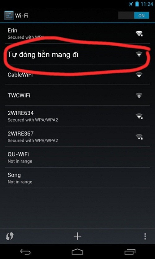 Khá khen cho cái tên wifi quá hay mà lại không cài mật khẩu!