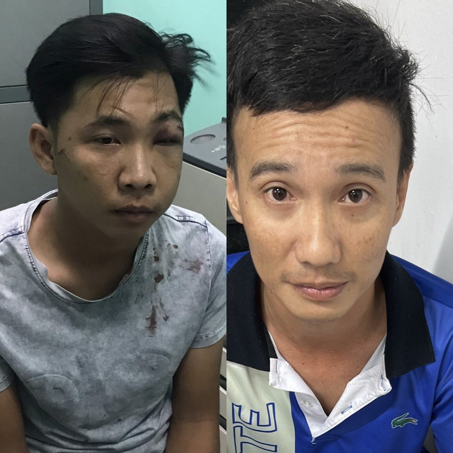 Hai đối tượng tại cơ quan công an.