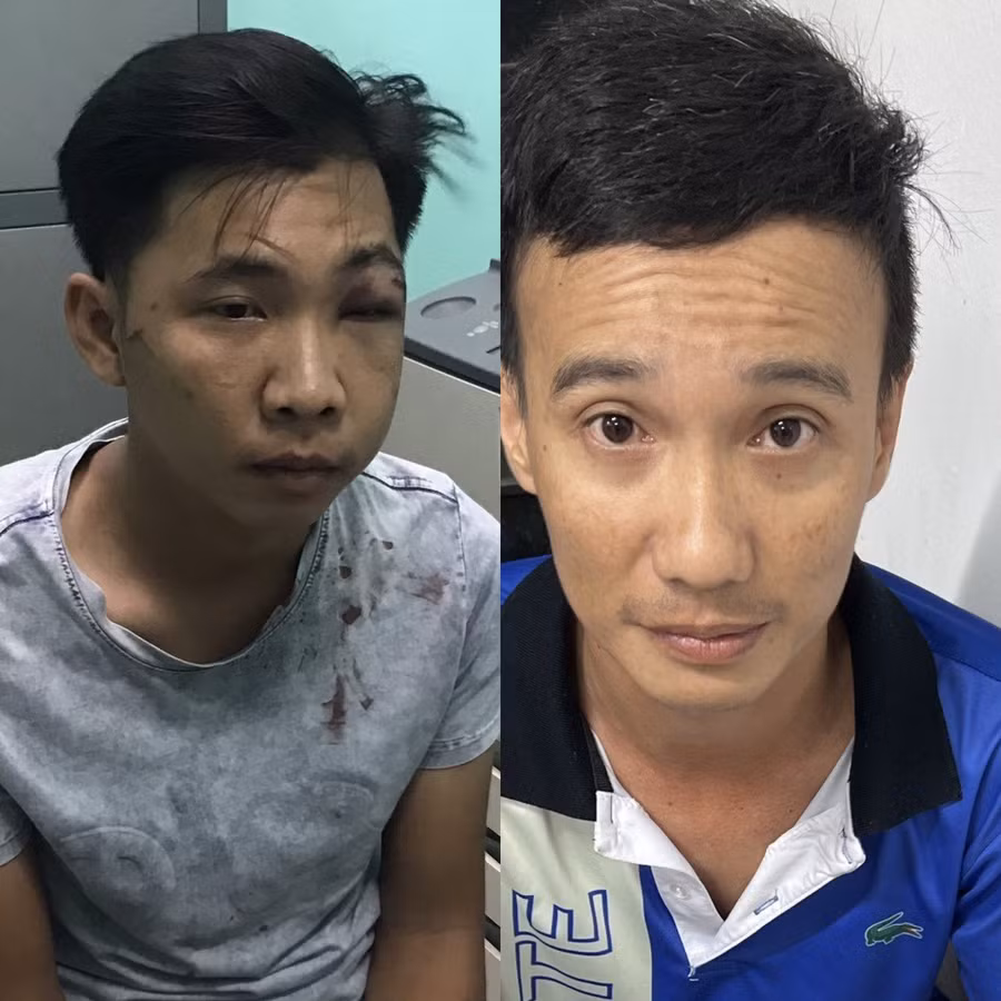 Hai đối tượng tại cơ quan công an.