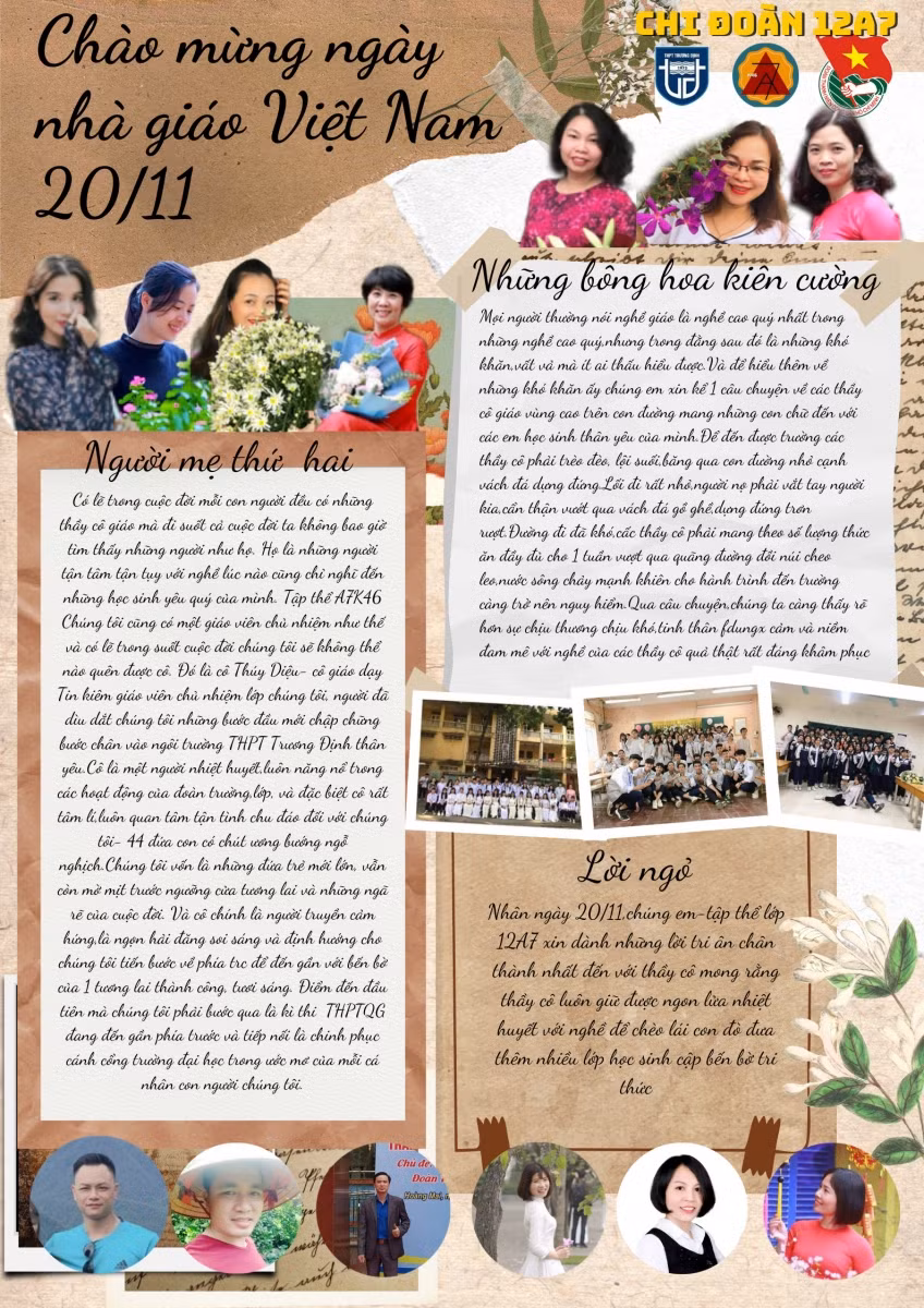 Một trong số những trang báo tường online mà học sinh Trường THPT Trương Định (Hoàng Mai, Hà Nội) thiết kế đặc biệt để tặng các thầy cô giáo.