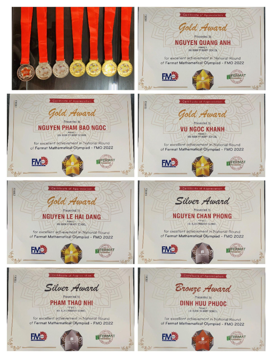 Giấy chứng nhận và huy chương của học sinh tham gia đạt giải tại kỳ thi là minh chứng cho sự nỗ lực của cả thầy và trò nhà trường. Giấy chứng nhận và huy chương của học sinh tham gia đạt giải tại kỳ thi là minh chứng cho sự nỗ lực của cả thầy và trò nhà trường.
