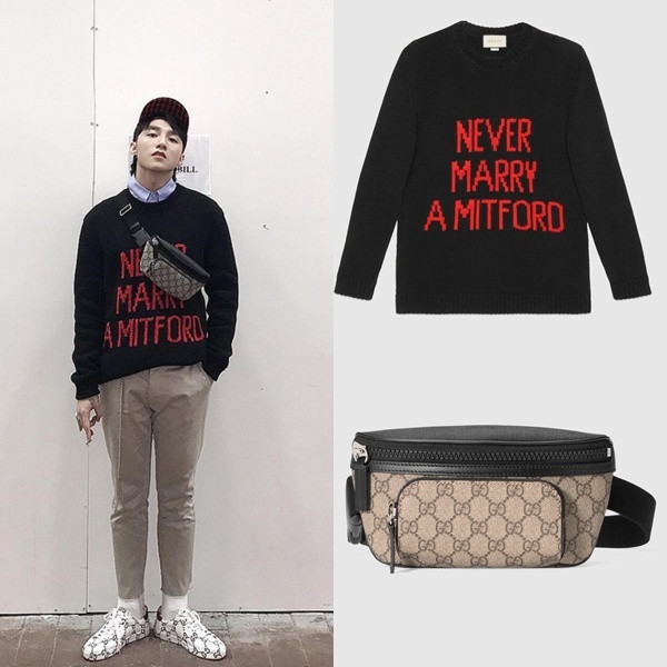 Lịch lãm và đẹp trai trong cây Gucci từ đầu đến chân.