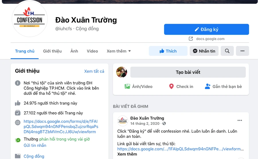 Một fanpage trường Đại học bị chiếm quyền và đổi tên.