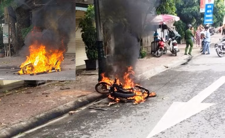 Tạm giữ nhóm đối tượng rượt đuổi đánh nhau rồi đốt xe máy trên đường