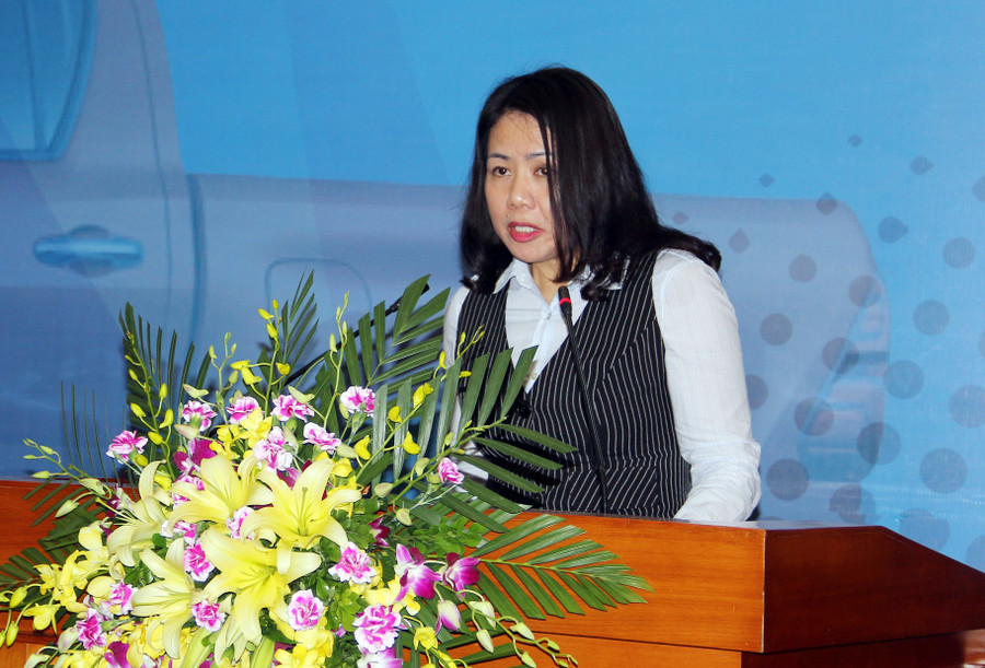 Bà Đỗ Thi Hoàng - Chủ tịch Quỹ TVF phát biểu tại buổi lễ