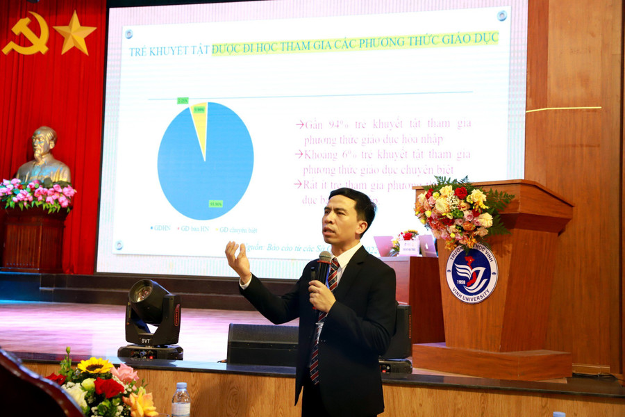 TS Nguyễn Văn Hưng - Trưởng phòng giáo dục người rối loạn phát triển, Trung tâm Giáo dục đặc biệt quốc gia báo cáo thực trạng mạng lưới các cơ sở chăm sóc, can thiệp và giáo dục cho trẻ có nhu cầu đặc biệt tại Việt Nam. TS Nguyễn Văn Hưng - Trưởng phòng giáo dục người rối loạn phát triển, Trung tâm Giáo dục đặc biệt quốc gia báo cáo thực trạng mạng lưới các cơ sở chăm sóc, can thiệp và giáo dục cho trẻ có nhu cầu đặc biệt tại Việt Nam.