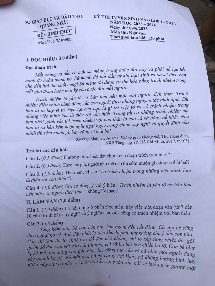 Đề thi Ngữ Văn để lại ấn tượng cho thí sinh. Đề thi Ngữ Văn để lại ấn tượng cho thí sinh.