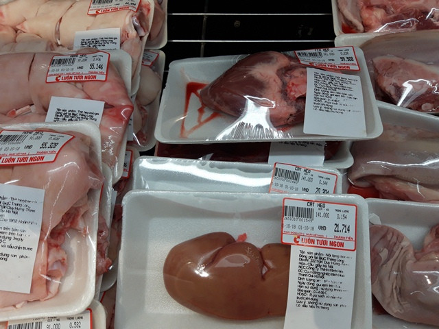 Giá nội tạng lợn hàng Việt tại siêu thị BigC