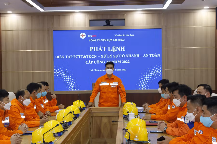 PC Lai Châu diễn tập phương án PCTT - TKCN năm 2022.
