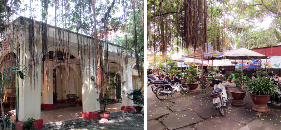 Khu di tích cửa đóng then cài trong ngày làm việc còn khuôn viên bị lấn chiếm buôn bán giải khát (ảnh chụp lúc 9 giờ ngày 17/8)