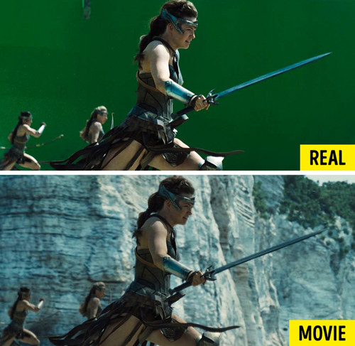 Sự khác nhau "một trời một vực" giữa phim và thực tế ảnh 7 Wonder Woman giữa trường quay và phim ảnh.