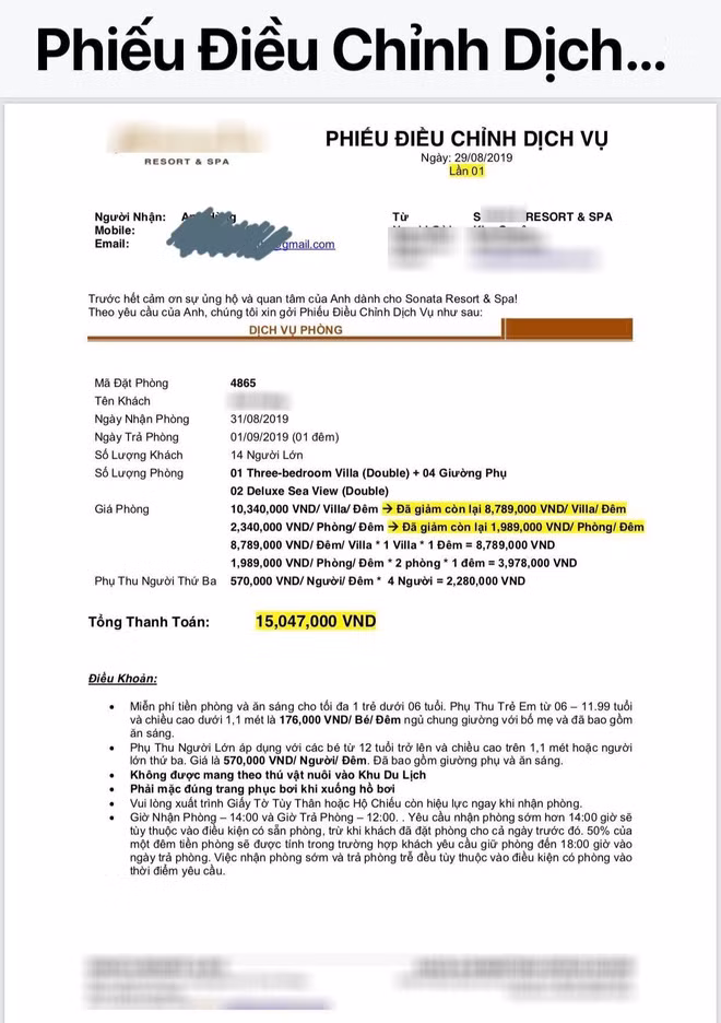 Gia đình anh Đ.L bỏ ra 15 triệu đồng cho một đêm nghỉ dưỡng đáng sợ.