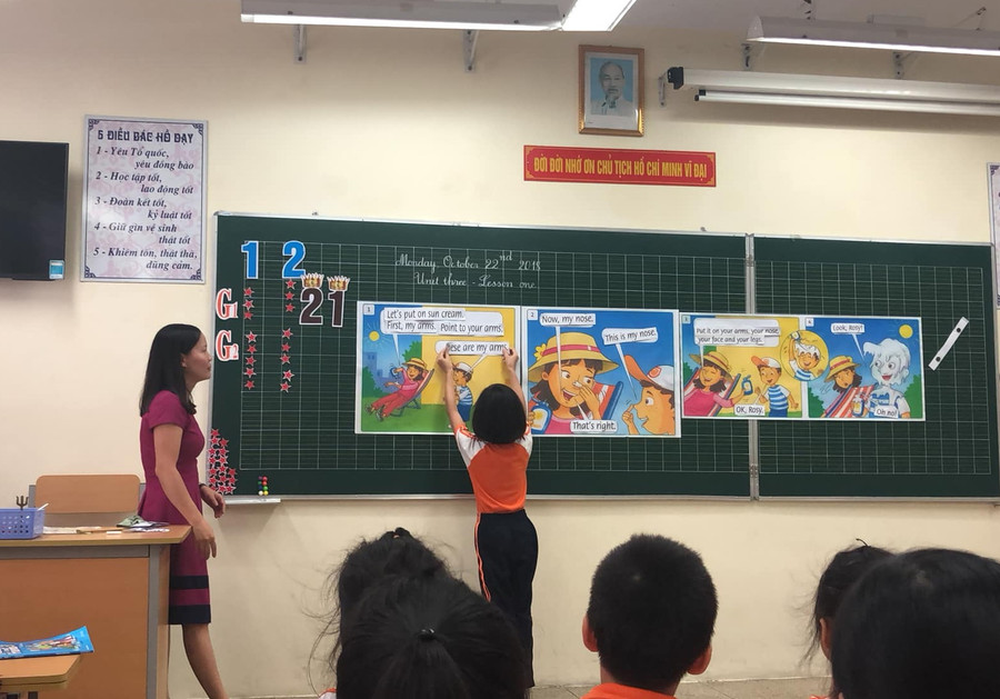 HS Trường Tiểu học Chương Dương trong một giờ học Tiếng Anh. Ảnh: T.G