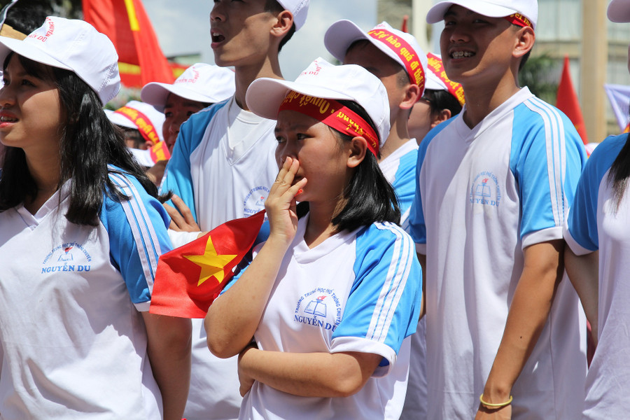 Những giọt nước mắt đã rơi khi kết thúc chung kết Đường lên đỉnh Olympia. Ảnh: Trúc Hân.