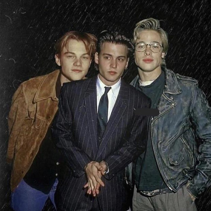 Ảnh quá khứ đầy lãng tử, phong trần của Leonardo DiCaprio, Johnny Depp và Brad Pitt ảnh 2 Ảnh quá khứ đầy lãng tử, phong trần của Leonardo DiCaprio, Johnny Depp và Brad Pitt ảnh 2