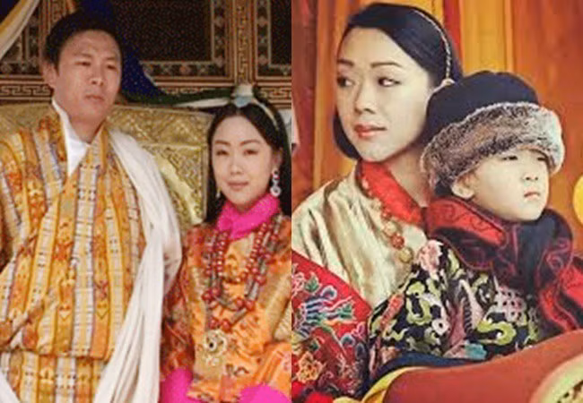Công chúa Bhutan chụp ảnh cùng chồng và con trai.