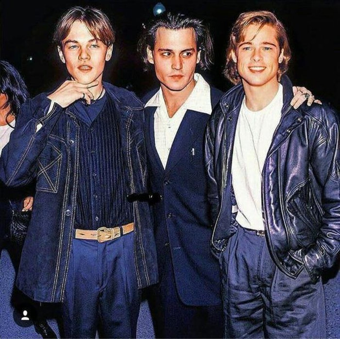 Ảnh quá khứ đầy lãng tử, phong trần của Leonardo DiCaprio, Johnny Depp và Brad Pitt ảnh 1 Ảnh quá khứ đầy lãng tử, phong trần của Leonardo DiCaprio, Johnny Depp và Brad Pitt ảnh 1
